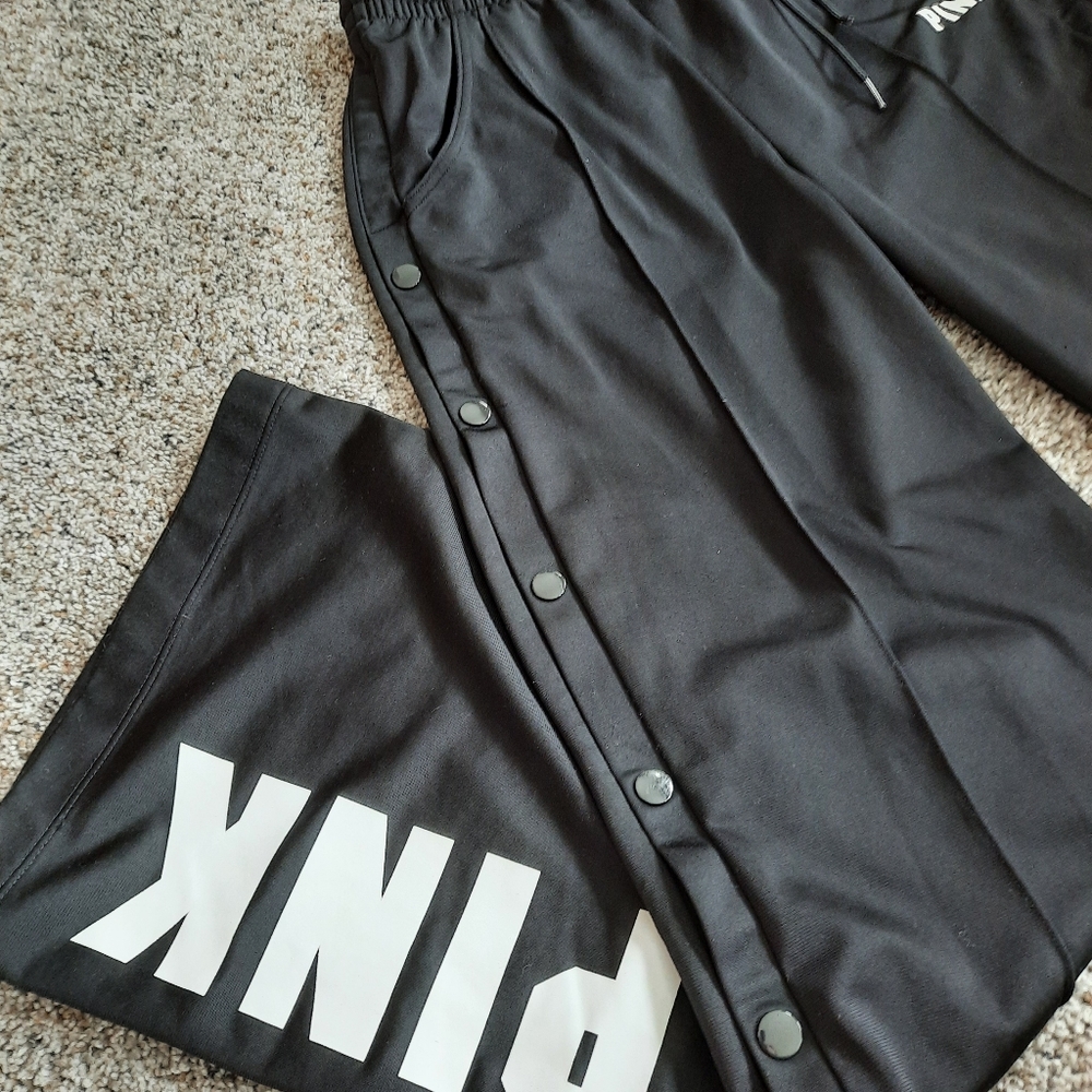 VS Pink XS Wide Leg Button Down Track Pant